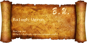 Balogh Ugron névjegykártya